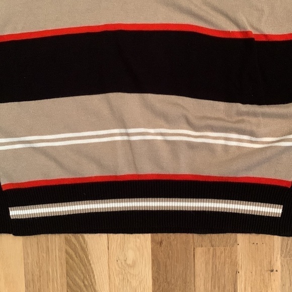 𝅺joseph A Striped Sweater 3/4 Length Sleeve Tan/Black and Orange Women’s XL - Picture 8 of 11